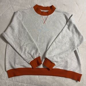 Heather Gray Sweatshirt with Rust Trim - Crewneck Hoodie Style